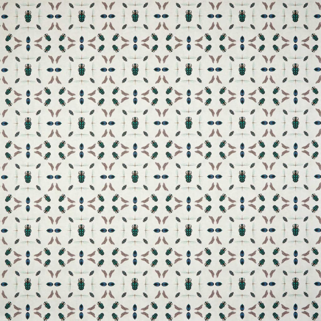 textiles, linen, printed, green, beige, emeralds, bugs, wallpaper, botanical, illustration, deco, house, Maria Sybilla Merian, pattern, non-woven matt paper, interior design