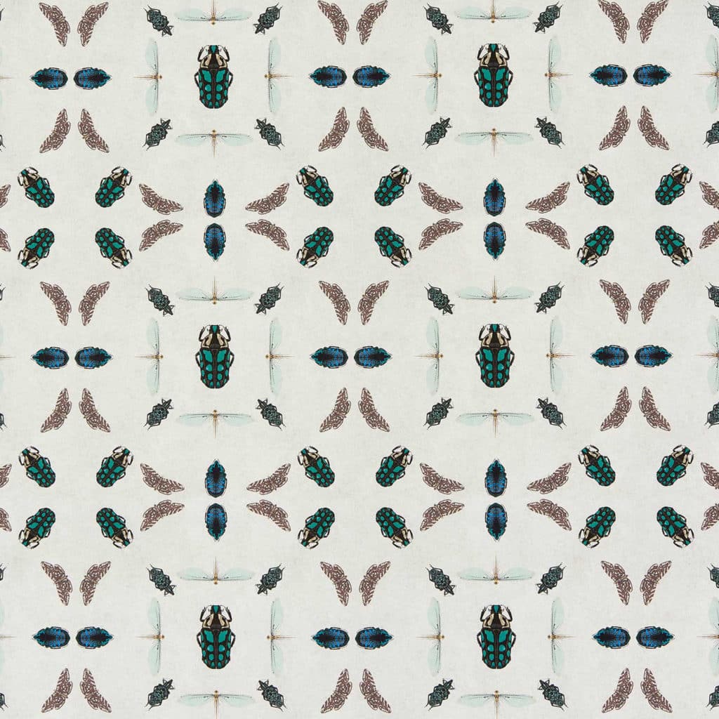 textiles, linen, printed, green, beige, emeralds, bugs, wallpaper, botanical, illustration, deco, house, Maria Sybilla Merian, pattern, non-woven matt paper, interior design