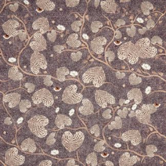 Tiger, leaves, branches, eyes, orange, grey, wallpaper, deco, house,surrealist, non-woven matt paper, interior design, pattern, motifs, forest