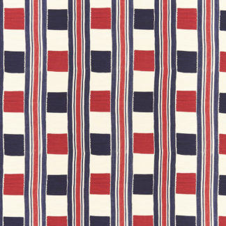 rhythmic, African, rhythm, pattern, geometric, white, red, blue, cotton, linen, printed, textiles, house, deco, curtains, cushions, upholstery, Ghanaian prints, Mondrian, boogie woogie, stripes,square, colourful, panama, interior design
