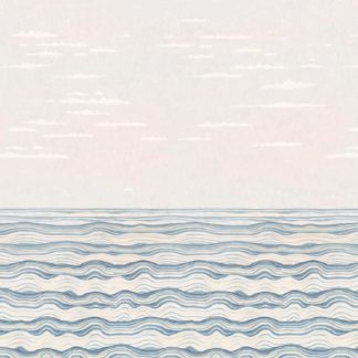 wallpaper, deco, illustration, pattern,printed, deco, house, non-woven matt paper, waves, ocean, sea, japanese, fisherman village, island, hokusai, travel, sky, cloud, interior design