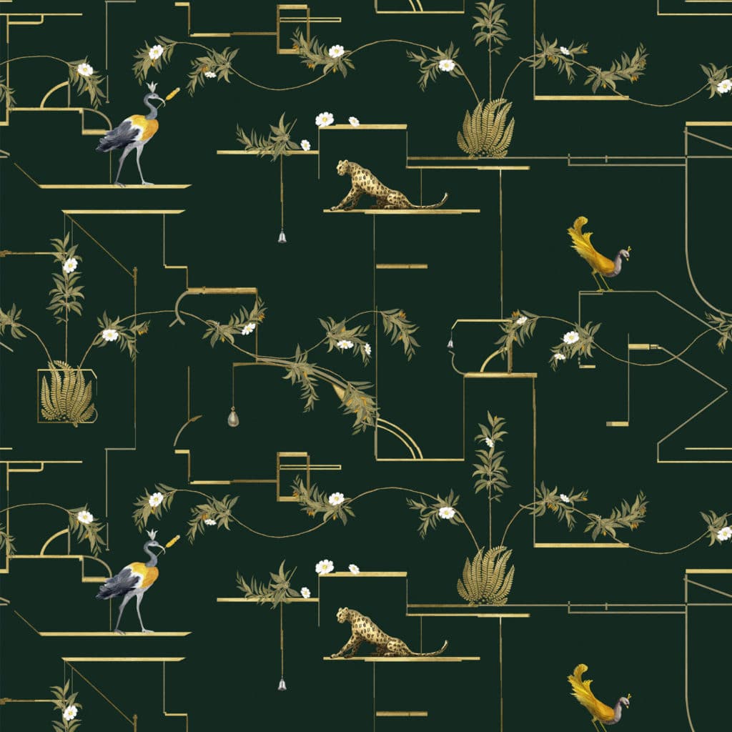 wallpaper, pattern, silver, lymer, bird, leopard, cheetah, flowers, plants, botanical, geometrics, lines, gold, house, deco, pompeii, naples, oplontis, pink, green, grey, black, blue, antique red, purple, palm, interior design, performance