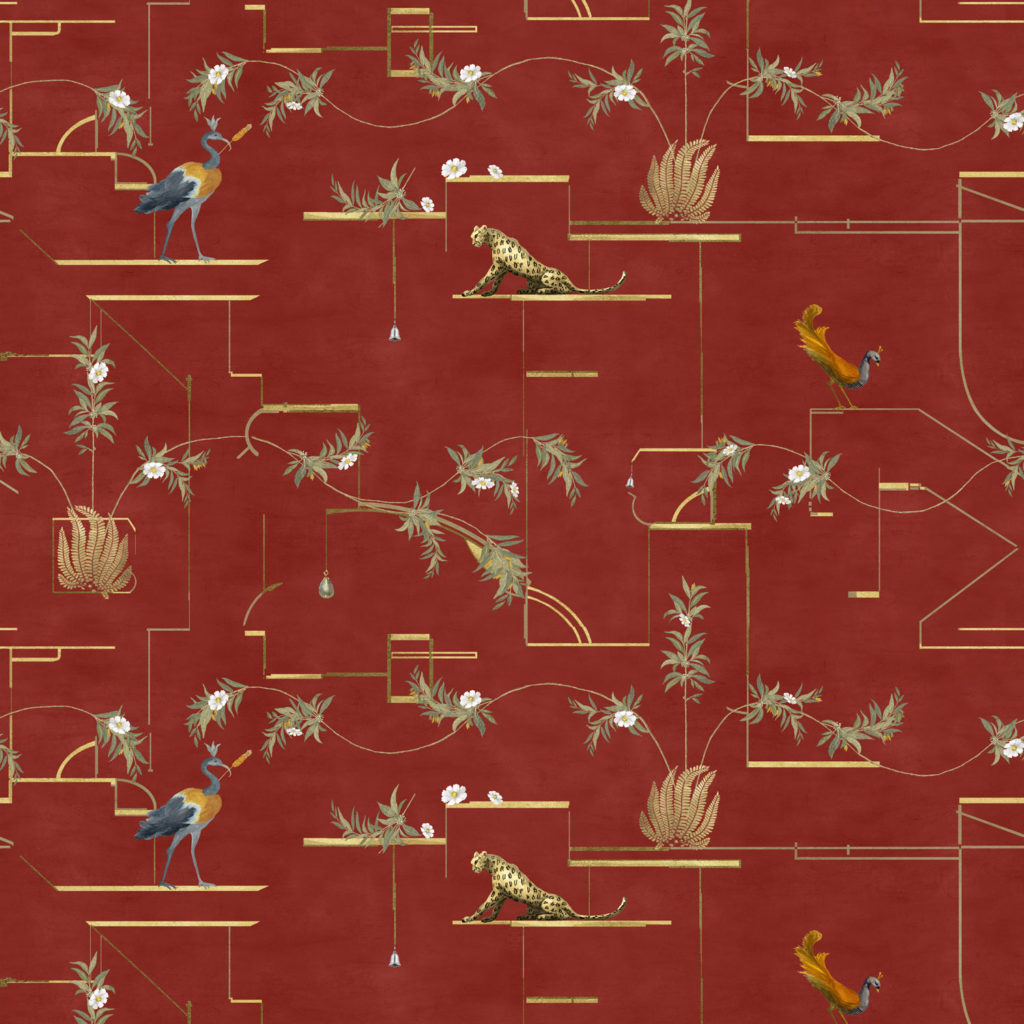 wallpaper, pattern, silver, lymer, bird, leopard, cheetah, flowers, plants, botanical, geometrics, lines, gold, house, deco, pompeii, naples, oplontis, pink, green, grey, black, blue, antique red, purple, palm, interior design, performance