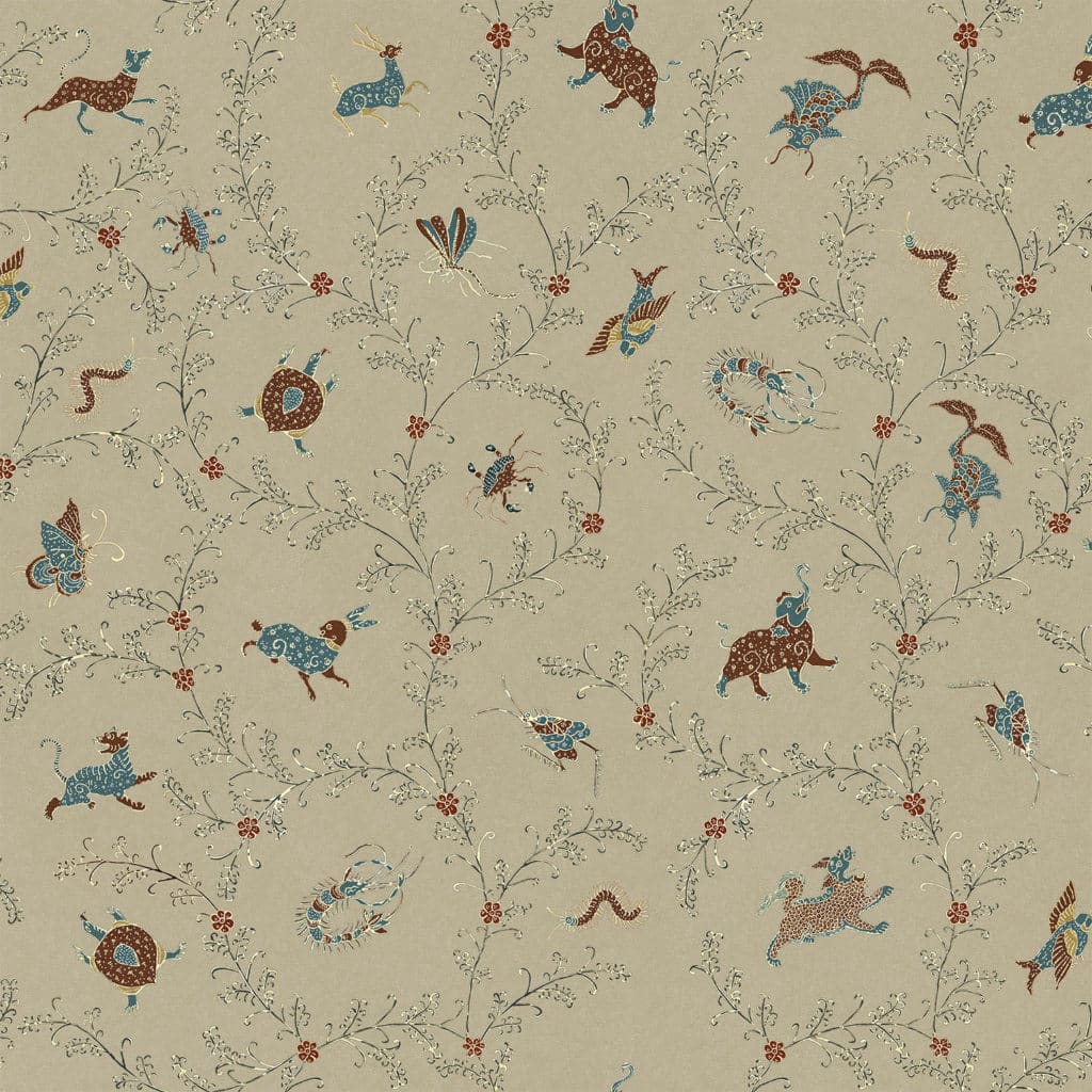 animals, forest, jataka, tales, elephant, crab, rabbit, dear, fish, gold, silver, lymer,vinyl, performance, wallpaper, botanical,nature, pattern, paper, interior design, deco, illustration,batik