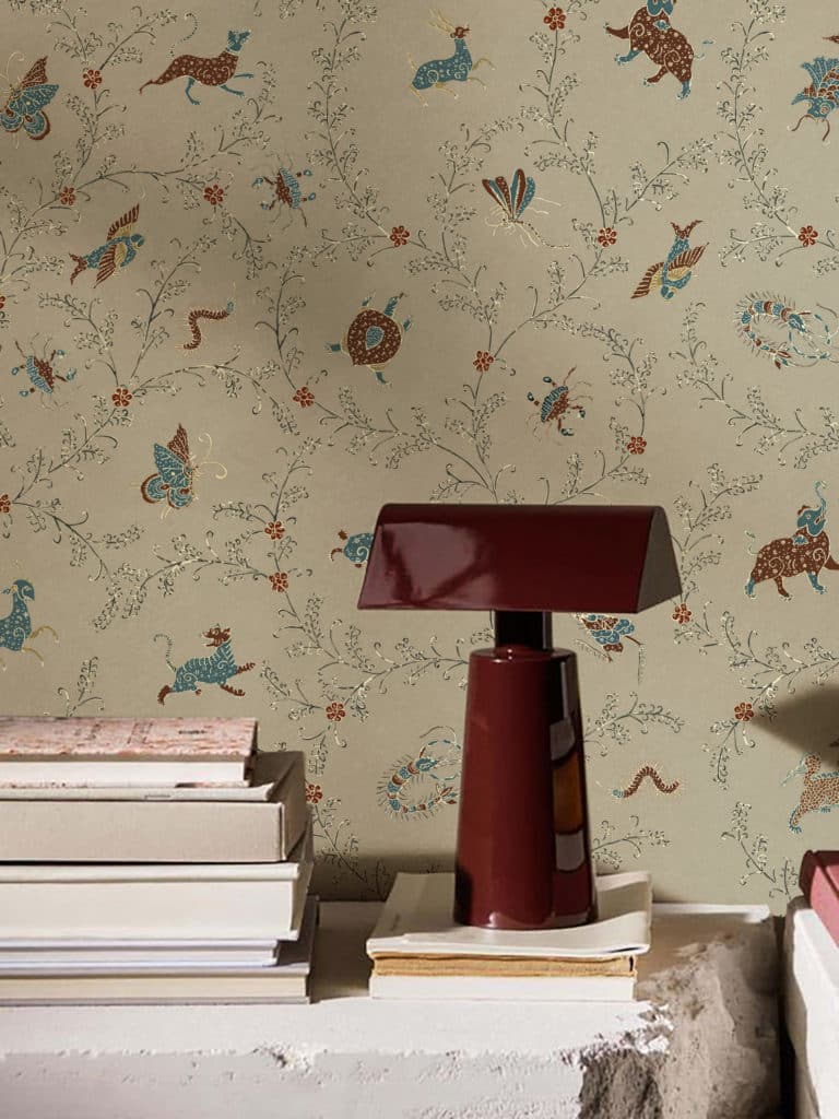 animals, forest, jataka, tales, elephant, crab, rabbit, dear, fish, gold, silver, lymer,vinyl, performance, wallpaper, botanical,nature, pattern, paper, interior design, deco, illustration,batik