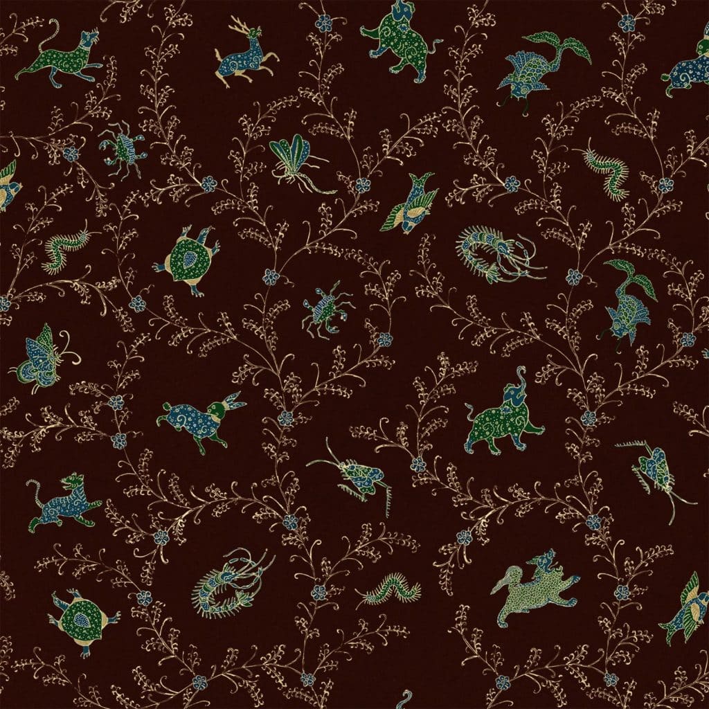 animals, forest, jataka, tales, elephant, crab, rabbit, dear, fish, gold, silver, lymer,vinyl, performance, wallpaper, botanical,nature, pattern, paper, interior design, deco, illustration,batik